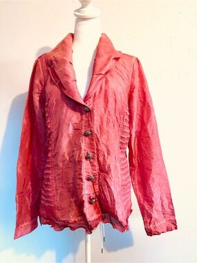 Women's Rose-Pink Buttoned Blazer Jacket